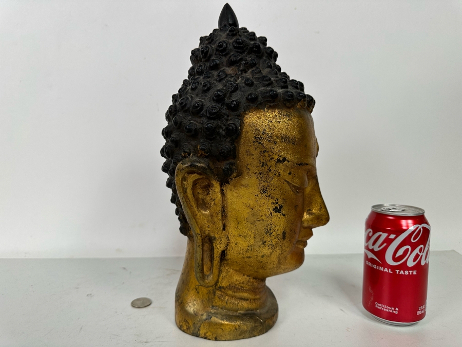Vintage Gilt Iron Buddha Bust 7W X 14H [Photo 7]