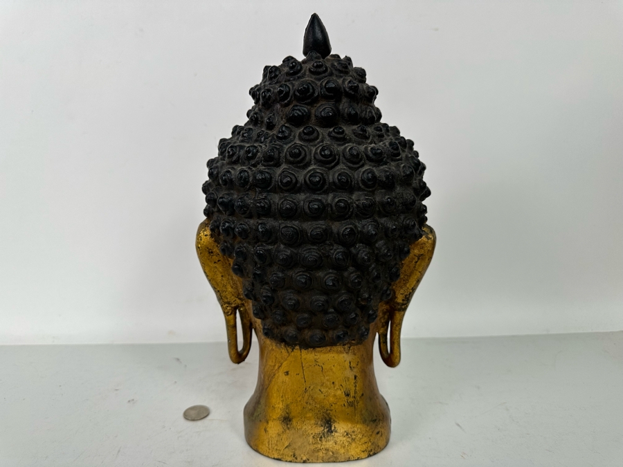 Vintage Gilt Iron Buddha Bust 7W X 14H [Photo 9]