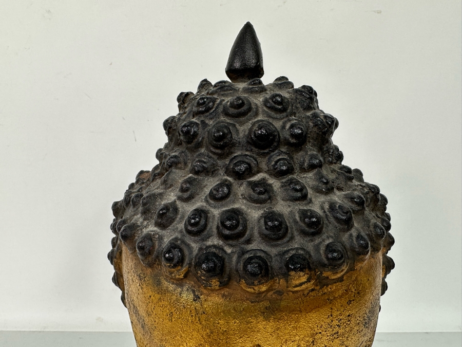 Vintage Gilt Iron Buddha Bust 7W X 14H [Photo 6]