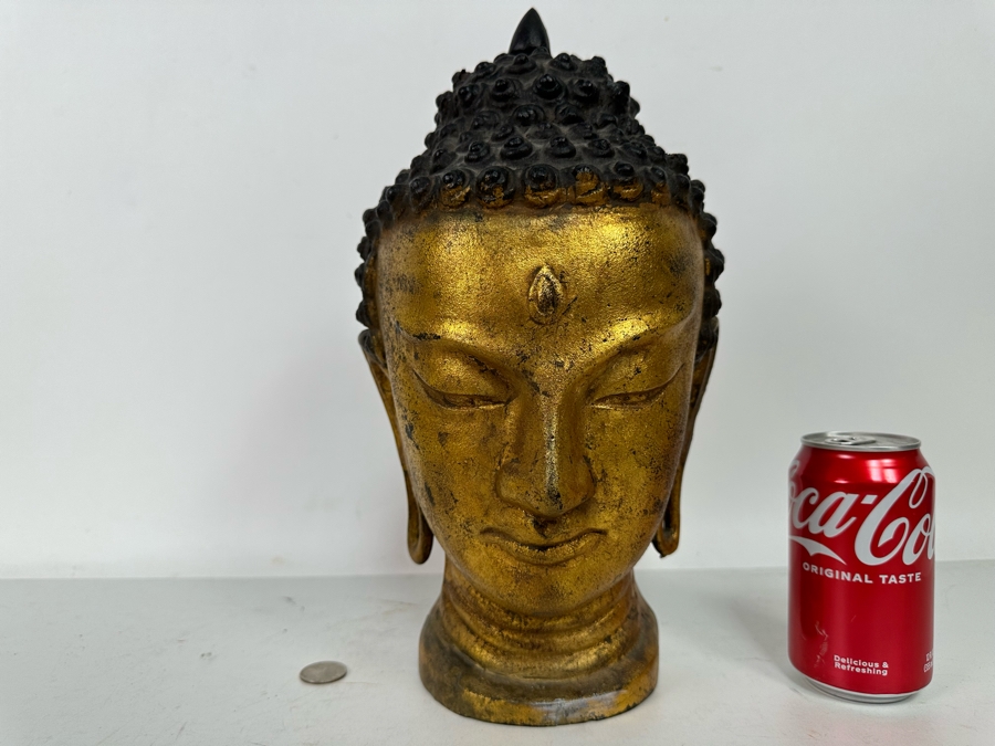 Vintage Gilt Iron Buddha Bust 7W X 14H [Photo 3]