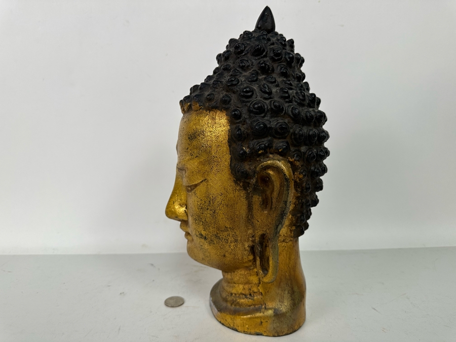 Vintage Gilt Iron Buddha Bust 7W X 14H [Photo 10]