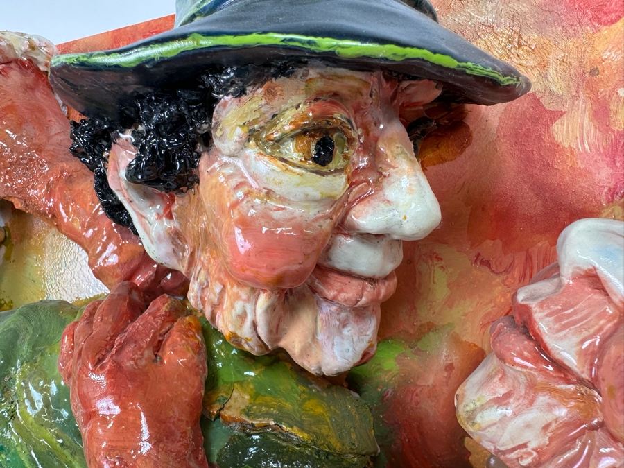 Bonnie Lee Roth (B. 1942, Southern California) Original Mixed-Media 3D Sculpture Mounted On Painted Board Cheerful Jewish Couple Dancing With Brilliant Colors 30W X 30H X 9D [Photo 9]