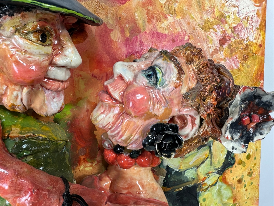 Bonnie Lee Roth (B. 1942, Southern California) Original Mixed-Media 3D Sculpture Mounted On Painted Board Cheerful Jewish Couple Dancing With Brilliant Colors 30W X 30H X 9D [Photo 6]