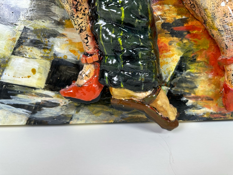 Bonnie Lee Roth (B. 1942, Southern California) Original Mixed-Media 3D Sculpture Mounted On Painted Board Cheerful Jewish Couple Dancing With Brilliant Colors 30W X 30H X 9D [Photo 17]