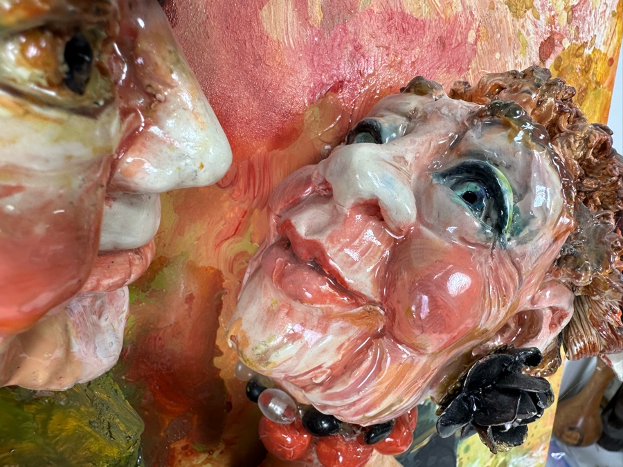 Bonnie Lee Roth (B. 1942, Southern California) Original Mixed-Media 3D Sculpture Mounted On Painted Board Cheerful Jewish Couple Dancing With Brilliant Colors 30W X 30H X 9D [Photo 8]