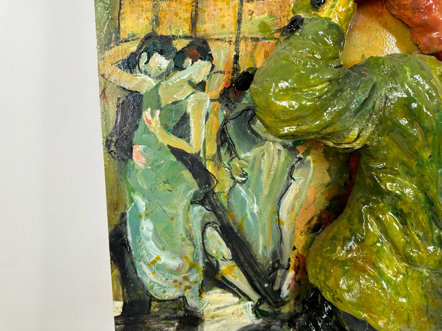 Bonnie Lee Roth (B. 1942, Southern California) Original Mixed-Media 3D Sculpture Mounted On Painted Board Cheerful Jewish Couple Dancing With Brilliant Colors 30W X 30H X 9D [Photo 18]