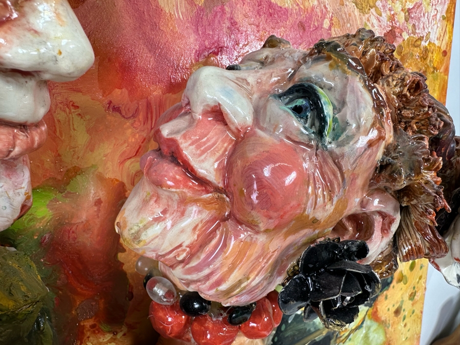 Bonnie Lee Roth (B. 1942, Southern California) Original Mixed-Media 3D Sculpture Mounted On Painted Board Cheerful Jewish Couple Dancing With Brilliant Colors 30W X 30H X 9D [Photo 7]