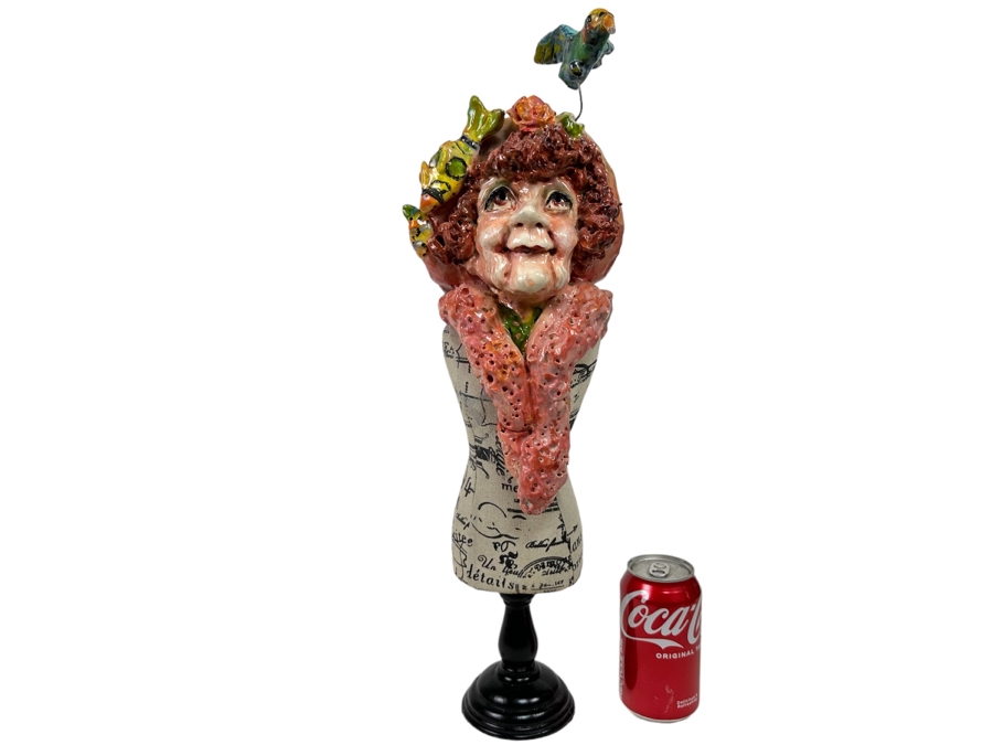 Bonnie Lee Roth (B. 1942, Southern California) Original Sculpture Of A Woman's Head On A Mini Dress Form 7W X 21H [Photo 2]