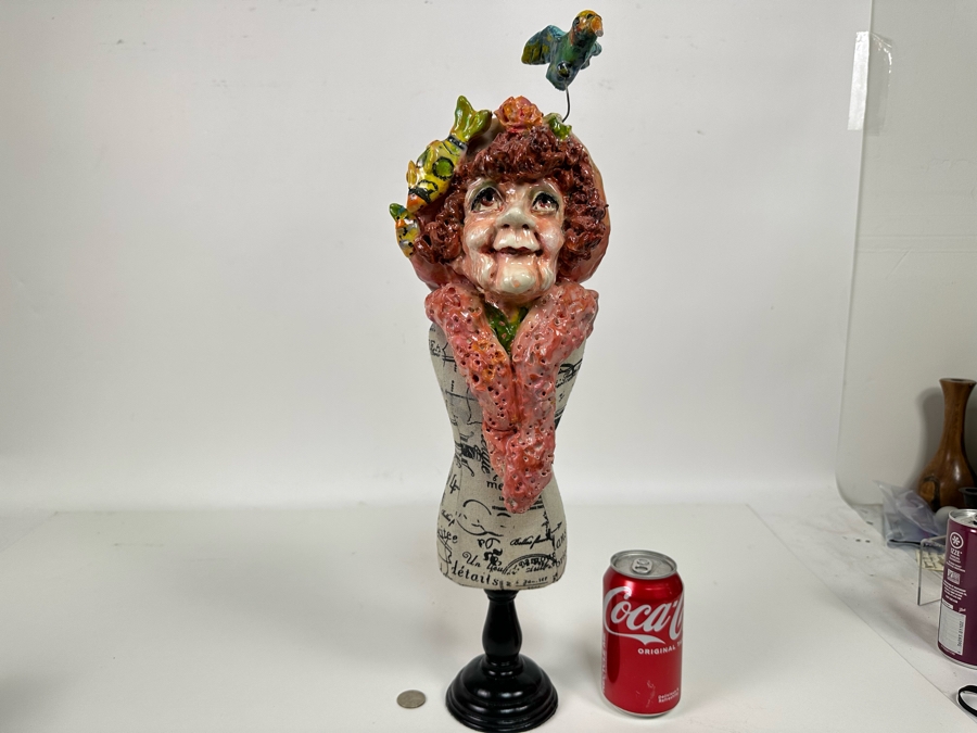 Bonnie Lee Roth (B. 1942, Southern California) Original Sculpture Of A Woman's Head On A Mini Dress Form 7W X 21H [Photo 5]