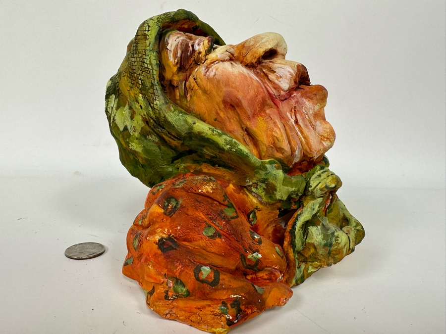 Bonnie Lee Roth (B. 1942, Southern California) Original Bust Sculpture Of An Elderly Woman Looking Towards Heaven 7W X 6D X 6H [Photo 10]