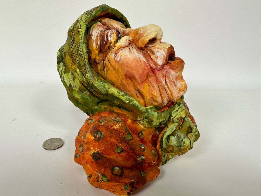 Bonnie Lee Roth (B. 1942, Southern California) Original Bust Sculpture Of An Elderly Woman Looking Towards Heaven 7W X 6D X 6H [Photo 11]