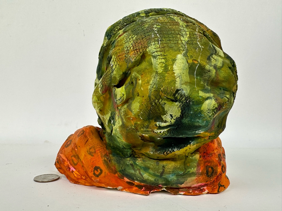 Bonnie Lee Roth (B. 1942, Southern California) Original Bust Sculpture Of An Elderly Woman Looking Towards Heaven 7W X 6D X 6H [Photo 14]