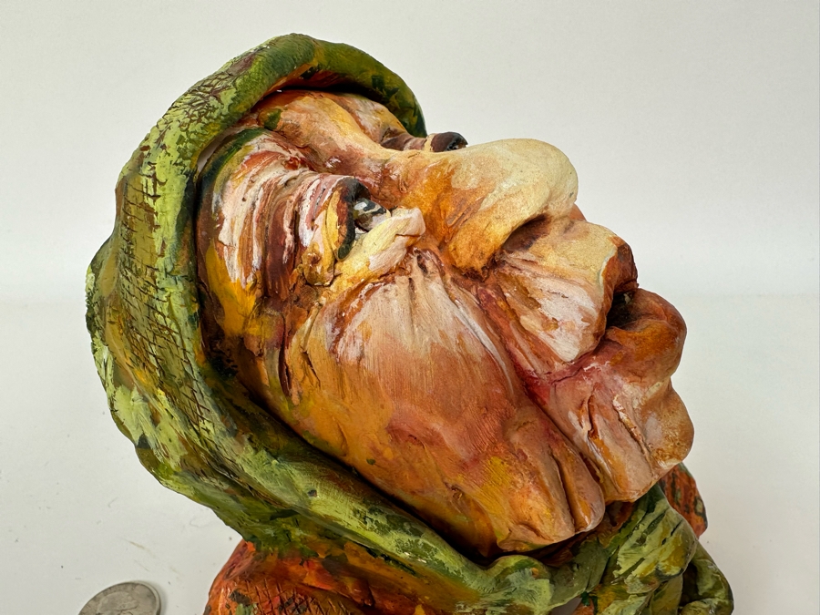 Bonnie Lee Roth (B. 1942, Southern California) Original Bust Sculpture Of An Elderly Woman Looking Towards Heaven 7W X 6D X 6H [Photo 12]