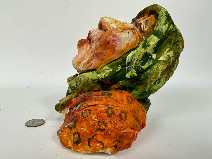 Bonnie Lee Roth (B. 1942, Southern California) Original Bust Sculpture Of An Elderly Woman Looking Towards Heaven 7W X 6D X 6H [Photo 15]