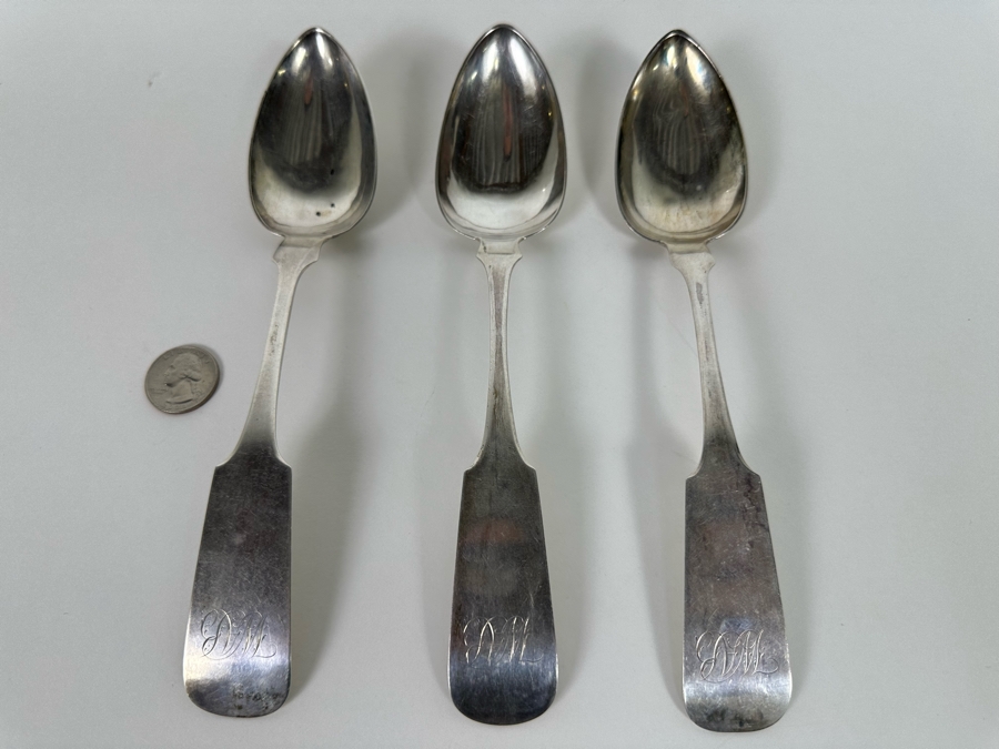 Antique 1823 Coin Silver Spoons By J. C. Farr & Co Philadelphia 134g [Photo 4]