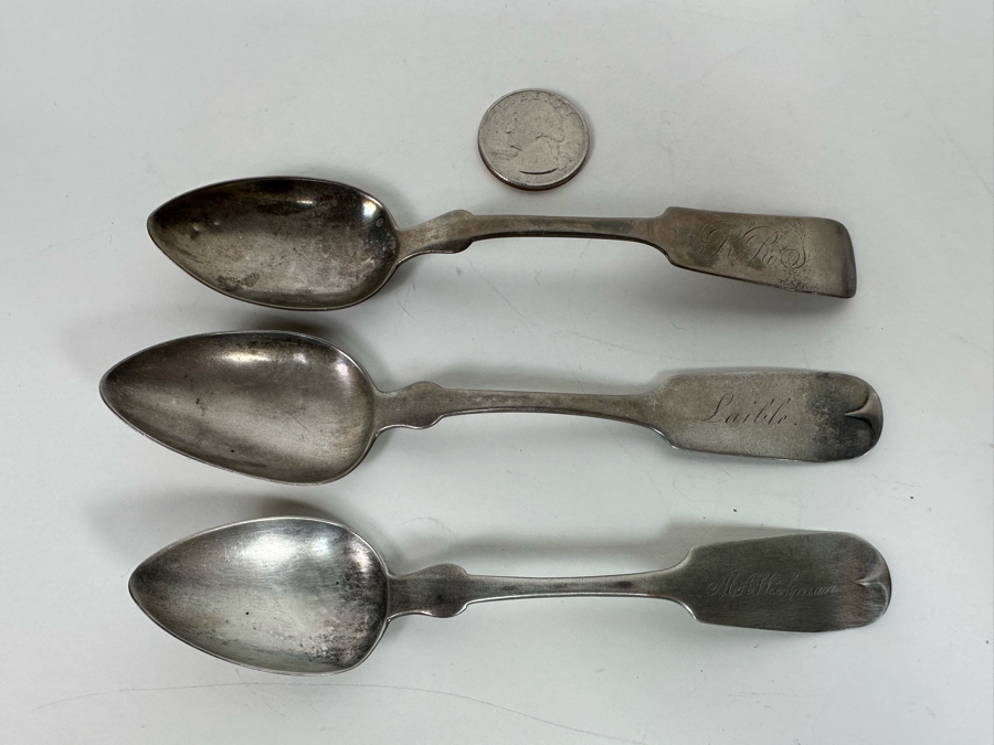 Antique Coin Silver Spoons Various Makers (1815-1845) 47g [Photo 3]