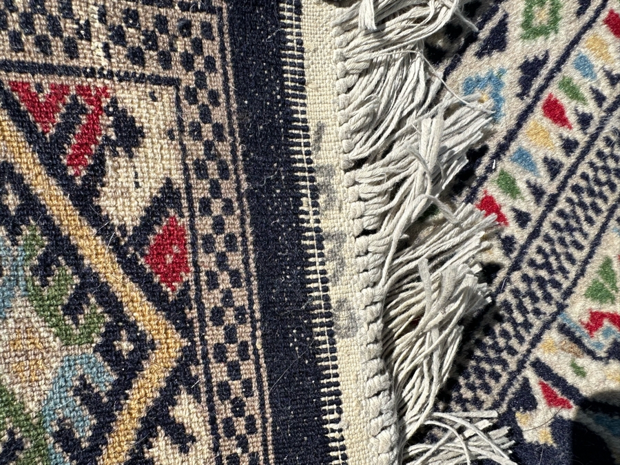 Vintage Hand-Knotted Wool Geometric Tribal Persian Area Rug With Blue Tones 51 X 81 [Photo 10]