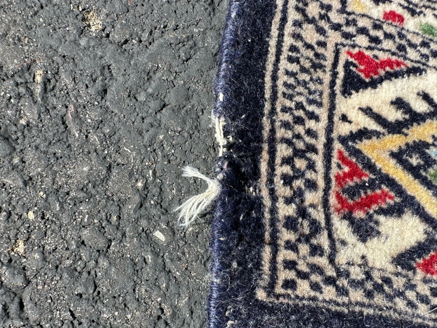 Vintage Hand-Knotted Wool Geometric Tribal Persian Area Rug With Blue Tones 51 X 81 [Photo 9]