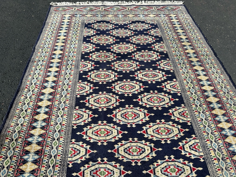 Vintage Hand-Knotted Wool Geometric Tribal Persian Area Rug With Blue Tones 51 X 81 [Photo 6]