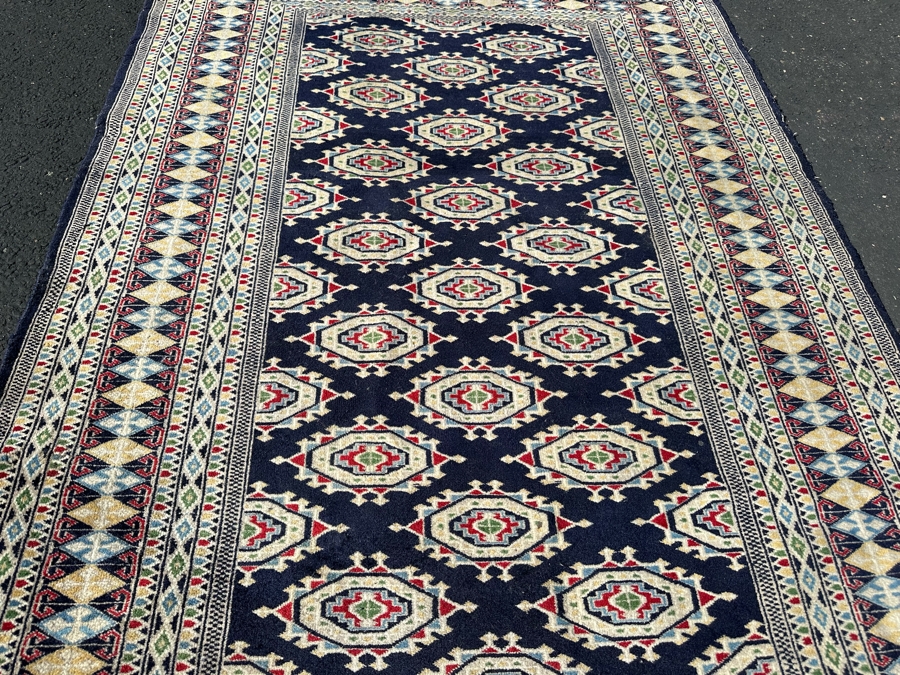 Vintage Hand-Knotted Wool Geometric Tribal Persian Area Rug With Blue Tones 51 X 81 [Photo 5]