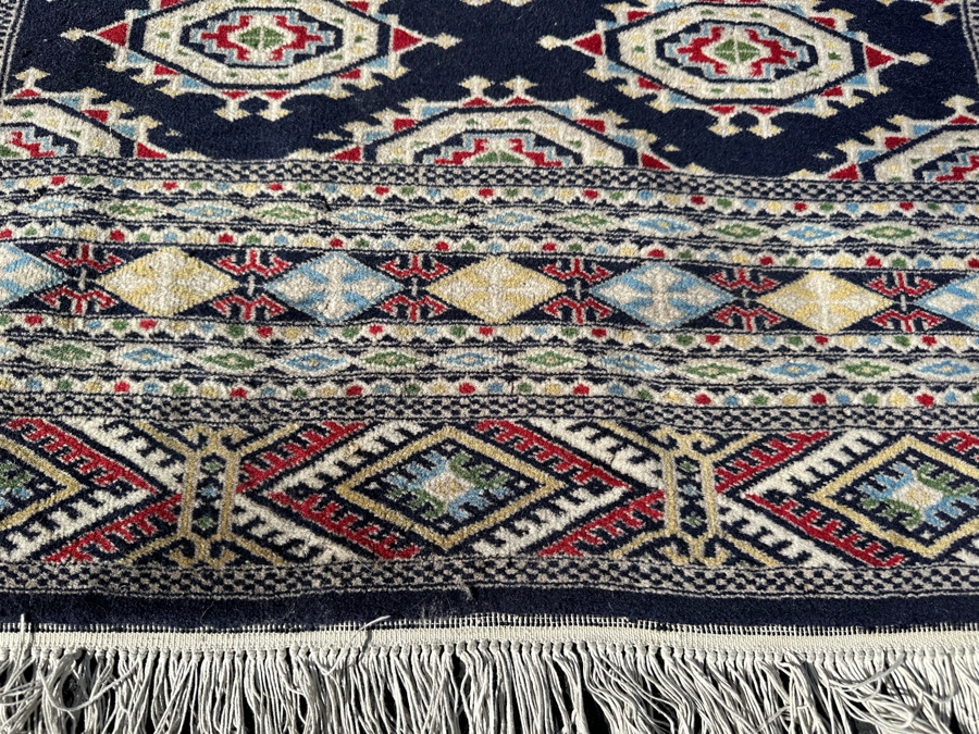 Vintage Hand-Knotted Wool Geometric Tribal Persian Area Rug With Blue Tones 51 X 81 [Photo 4]