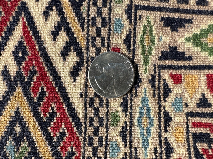 Vintage Hand-Knotted Wool Geometric Tribal Persian Area Rug With Blue Tones 51 X 81 [Photo 8]