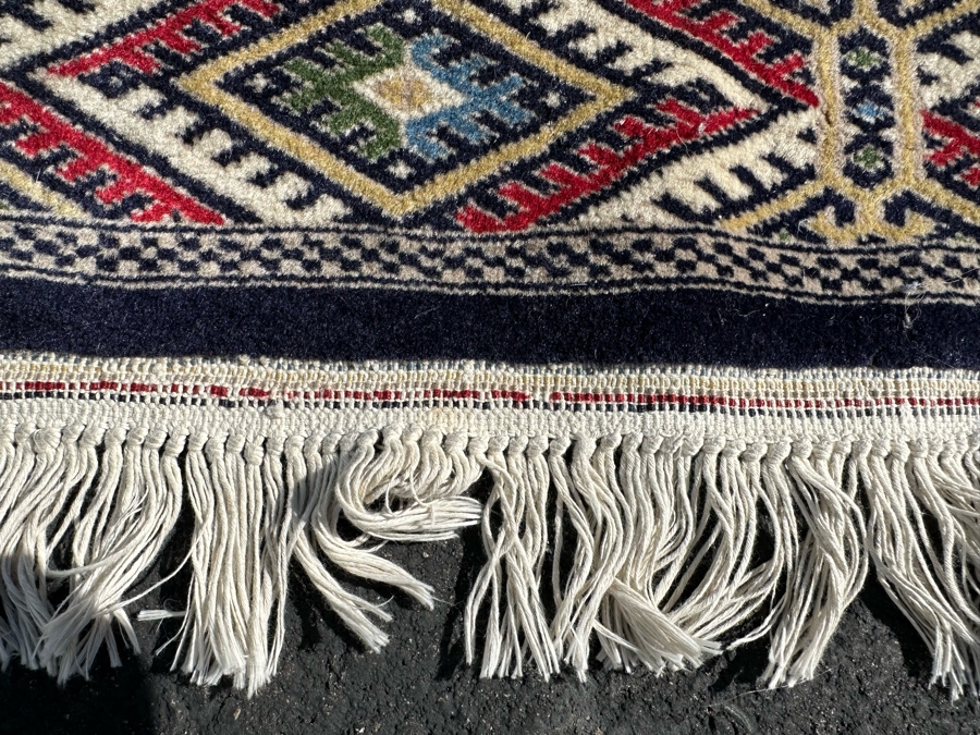 Vintage Hand-Knotted Wool Geometric Tribal Persian Area Rug With Blue Tones 51 X 81 [Photo 11]