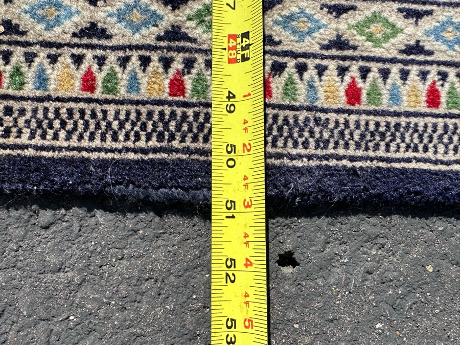 Vintage Hand-Knotted Wool Geometric Tribal Persian Area Rug With Blue Tones 51 X 81 [Photo 12]