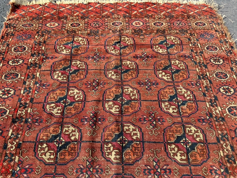 Antique Hand Knotted Geometric Persian Area Rug - See Photos For Border Damage 40 X 54 [Photo 10]