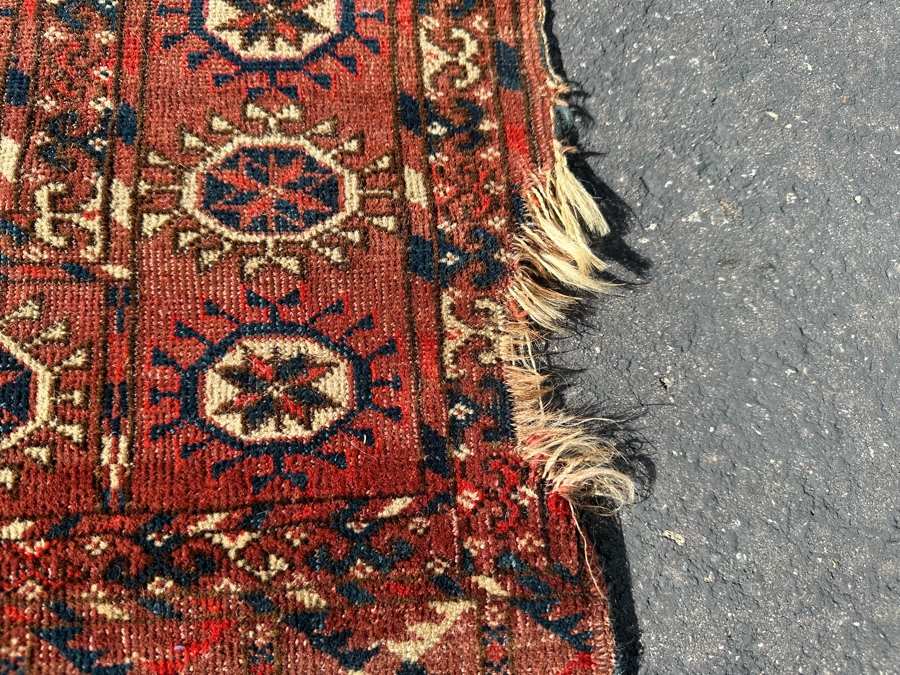 Antique Hand Knotted Geometric Persian Area Rug - See Photos For Border Damage 40 X 54 [Photo 6]