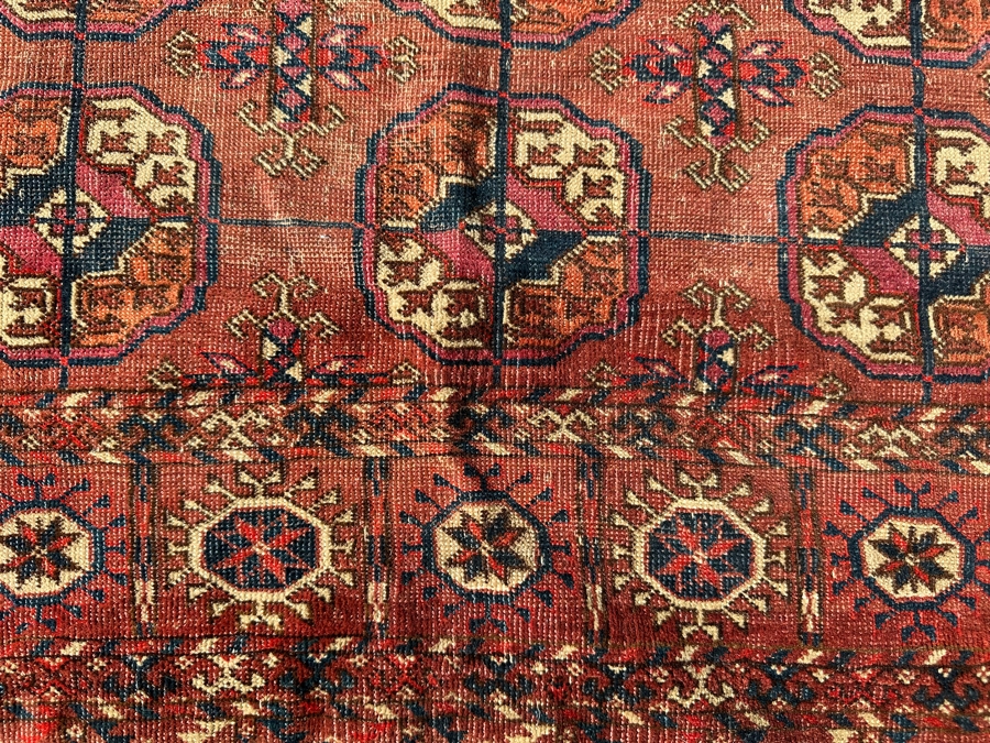 Antique Hand Knotted Geometric Persian Area Rug - See Photos For Border Damage 40 X 54 [Photo 11]