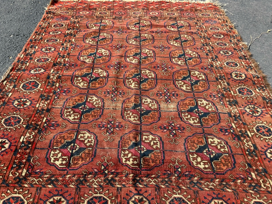 Antique Hand Knotted Geometric Persian Area Rug - See Photos For Border Damage 40 X 54 [Photo 7]