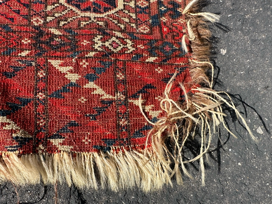 Antique Hand Knotted Geometric Persian Area Rug - See Photos For Border Damage 40 X 54 [Photo 16]