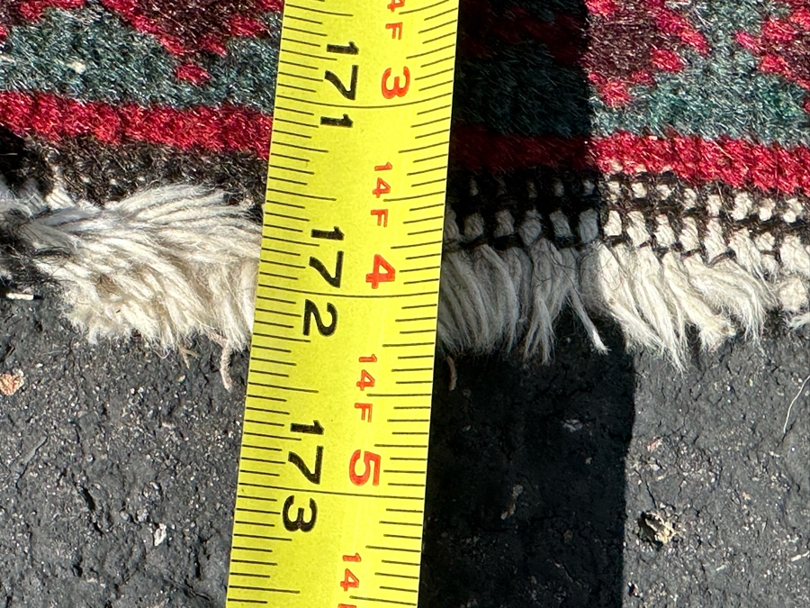 Vintage Stunning Hand-Knotted Wool Geometric Tribal Persian Heriz Runner Rug 44 X 172 (See Photos For Damage To Edge Of Rug Midway On Right) [Photo 20]