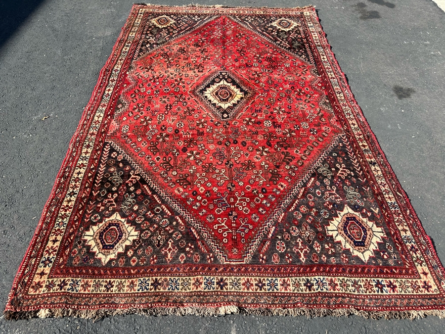 Vintage Hand-Knotted Wool Geometric Tribal Persian Heriz Area Rug 66 X 106 [Photo 3]