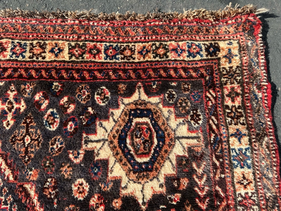 Vintage Hand-Knotted Wool Geometric Tribal Persian Heriz Area Rug 66 X 106 [Photo 16]