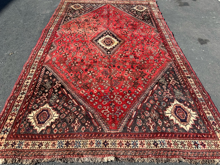 Vintage Hand-Knotted Wool Geometric Tribal Persian Heriz Area Rug 66 X 106 [Photo 5]