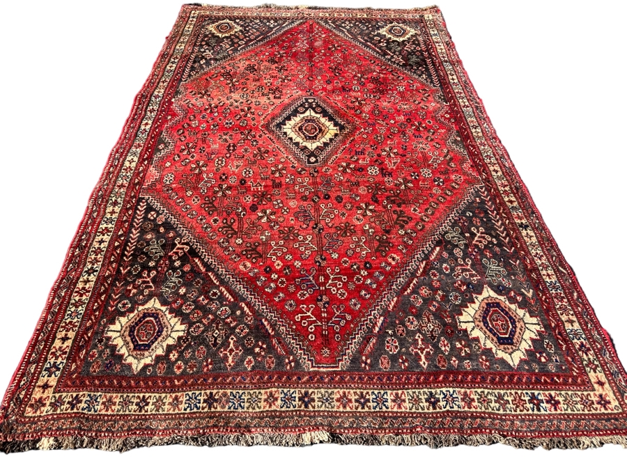 Vintage Hand-Knotted Wool Geometric Tribal Persian Heriz Area Rug 66 X 106 [Photo 2]