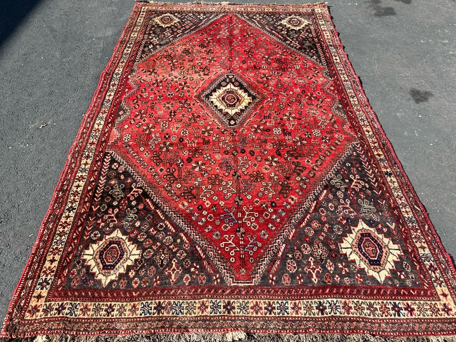 Vintage Hand-Knotted Wool Geometric Tribal Persian Heriz Area Rug 66 X 106 [Photo 6]