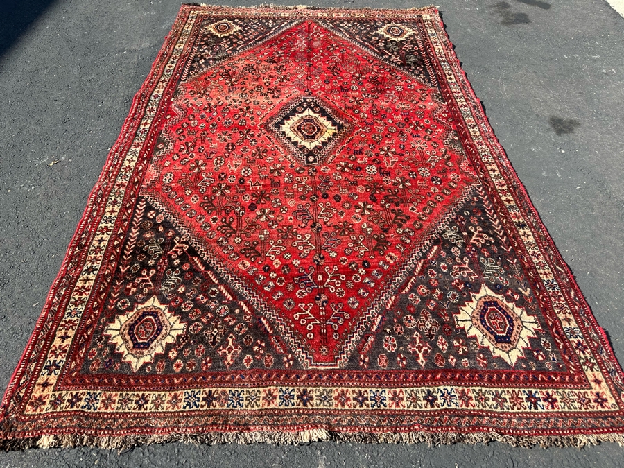 Vintage Hand-Knotted Wool Geometric Tribal Persian Heriz Area Rug 66 X 106 [Photo 4]