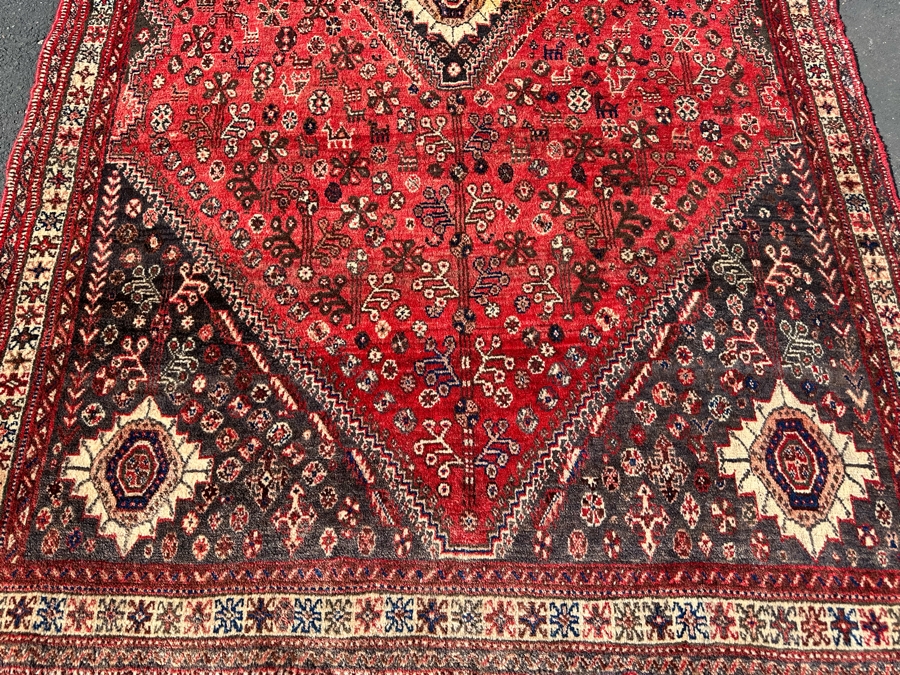 Vintage Hand-Knotted Wool Geometric Tribal Persian Heriz Area Rug 66 X 106 [Photo 7]