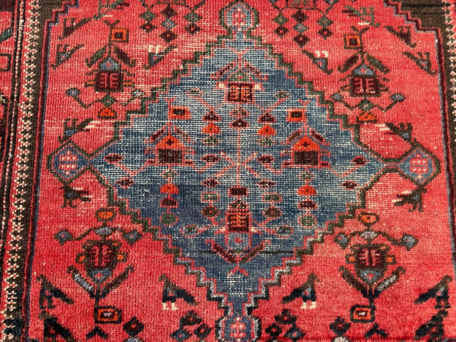 Vintage Hand-Knotted Wool Geometric Tribal Persian Area Rug 38.5 X 79 [Photo 11]
