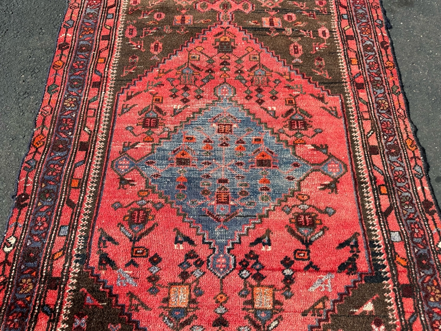 Vintage Hand-Knotted Wool Geometric Tribal Persian Area Rug 38.5 X 79 [Photo 8]