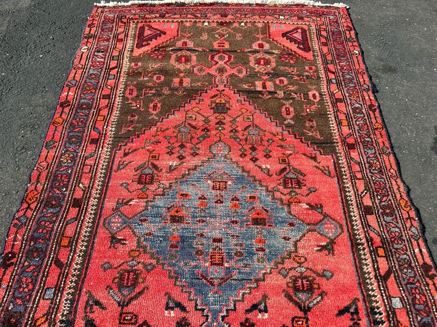 Vintage Hand-Knotted Wool Geometric Tribal Persian Area Rug 38.5 X 79 [Photo 9]