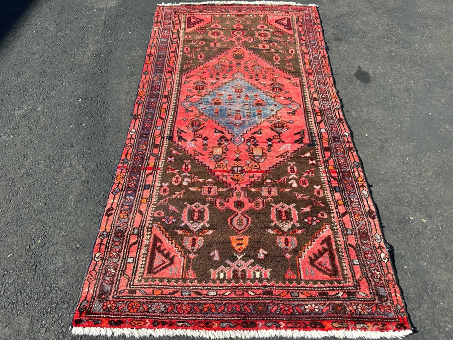 Vintage Hand-Knotted Wool Geometric Tribal Persian Area Rug 38.5 X 79 [Photo 2]
