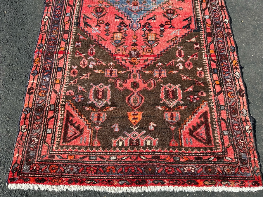 Vintage Hand-Knotted Wool Geometric Tribal Persian Area Rug 38.5 X 79 [Photo 5]