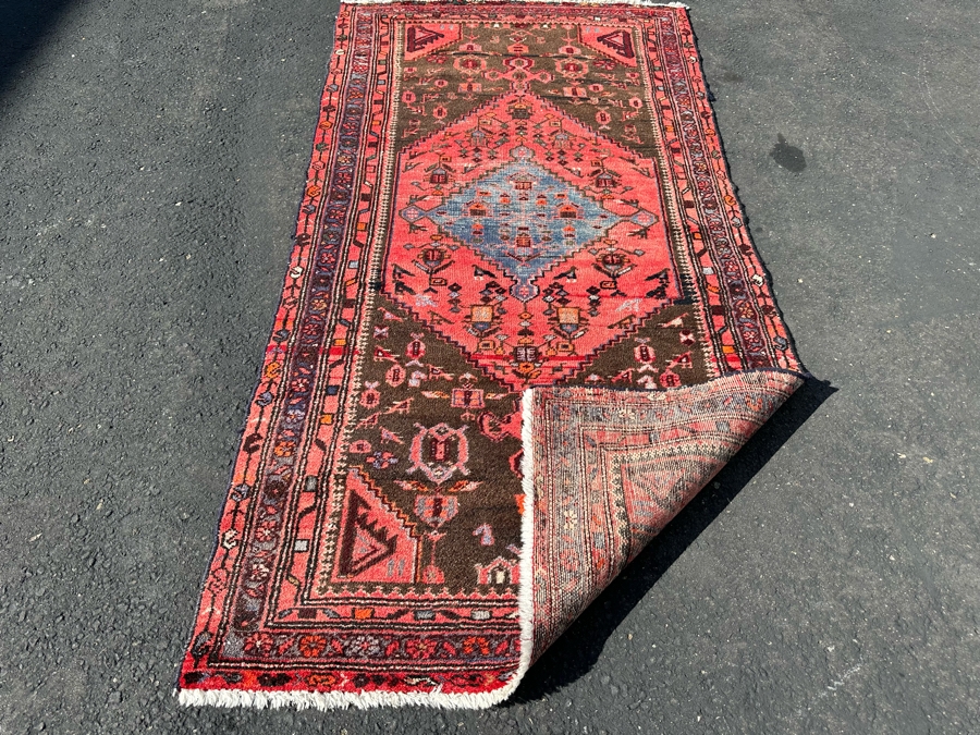 Vintage Hand-Knotted Wool Geometric Tribal Persian Area Rug 38.5 X 79 [Photo 13]