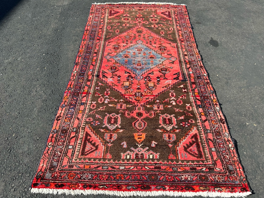 Vintage Hand-Knotted Wool Geometric Tribal Persian Area Rug 38.5 X 79 [Photo 4]