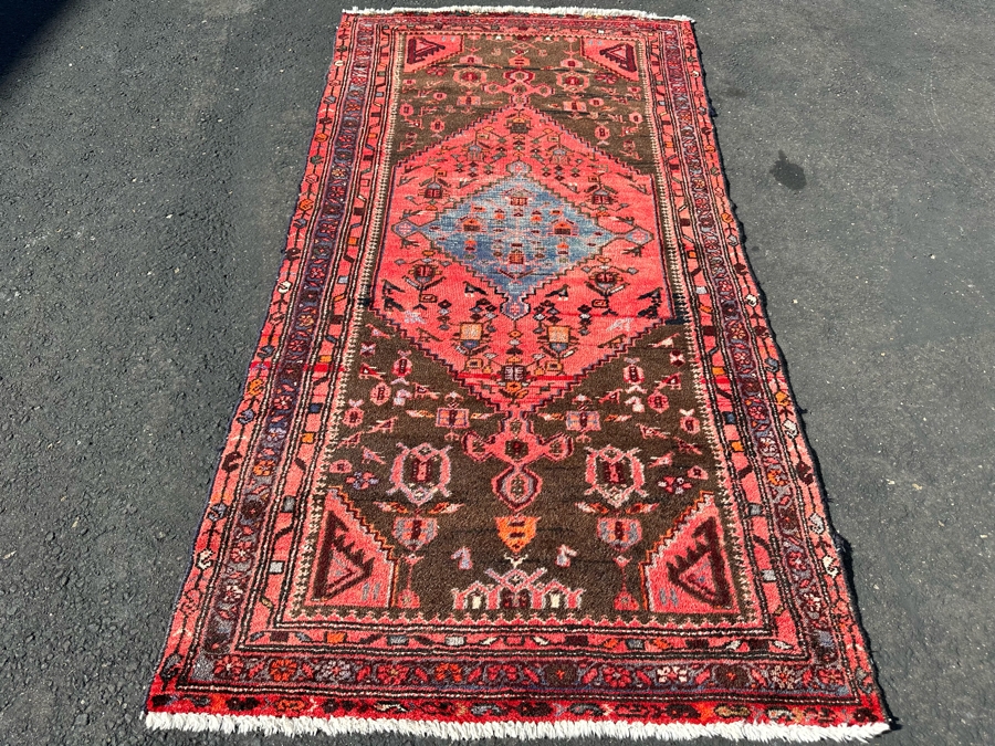 Vintage Hand-Knotted Wool Geometric Tribal Persian Area Rug 38.5 X 79 [Photo 3]