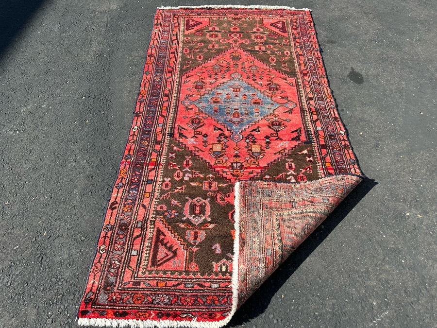 Vintage Hand-Knotted Wool Geometric Tribal Persian Area Rug 38.5 X 79 [Photo 14]